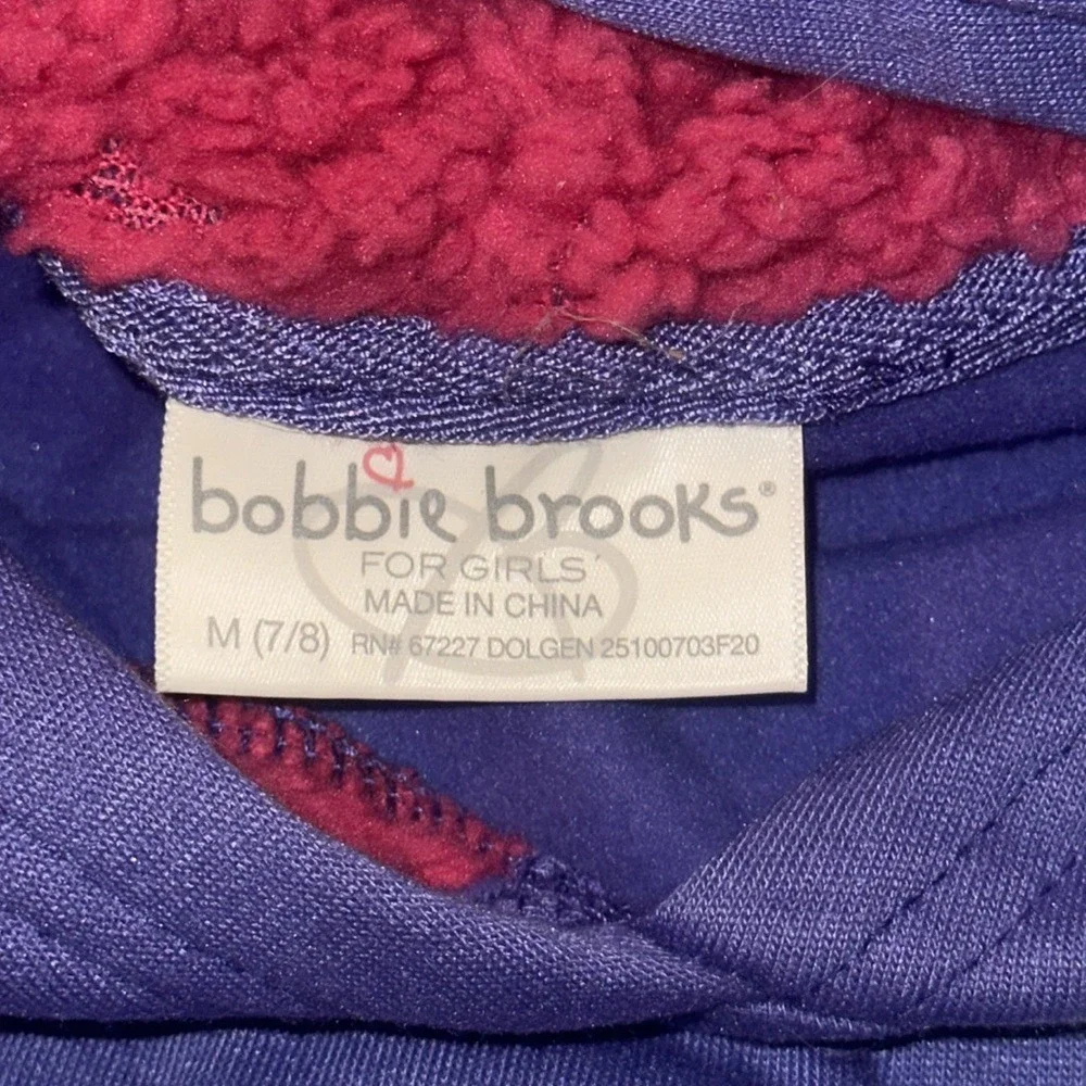 Bobbie Brooks Girls Purple Unicorn Sherpa Lined Hoodie Sweatshirt Size M 7/8 NWT